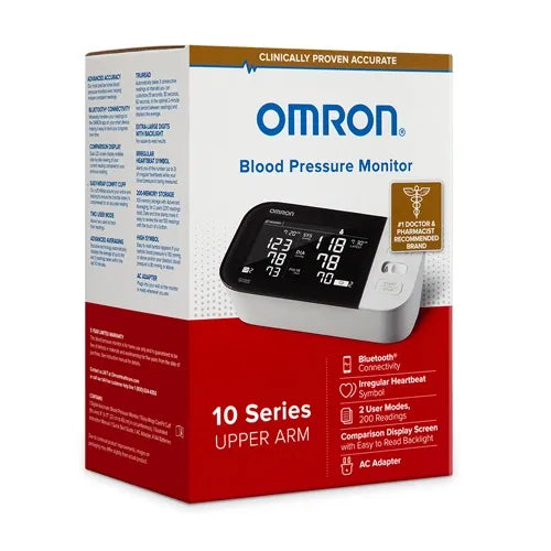 Omron 10 Series Upper Arm Blood Pressure Monitor BP7450 Dual LCD Display Two-User 200-Reading Storage Wireless Bluetooth Convenience TruRead Technology horizontally designed Backlit LCD Display Easy-Wrap ComFit Cuff Free Shipping