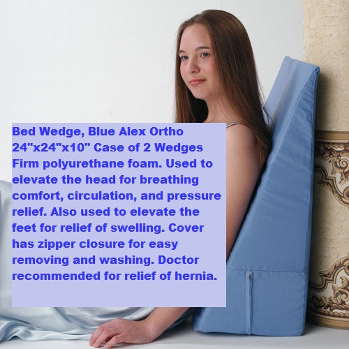 Bed Wedge, Blue Alex Ortho 24"x24"x10" Case of 2 Wedges