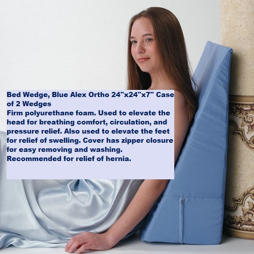 Bed Wedge, Blue Alex Ortho 24"x24"x7" Case of 2 Wedges
