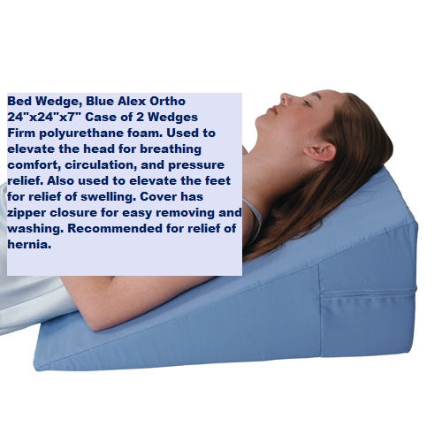 Bed Wedge, Blue Alex Ortho 24"x24"x7" Case of 2 Wedges
