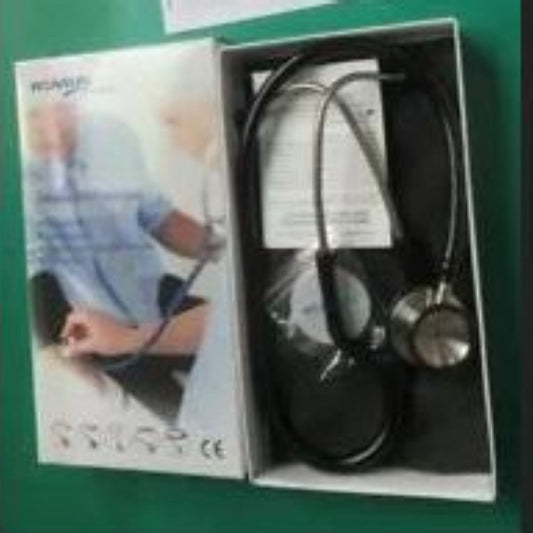 Cardiology Stethoscope FDA CE ISO Approved Stainless Steel Silver Dual Head Stethoscope for Children and Adult Color Black in Retail Box Model Number: HS-30K