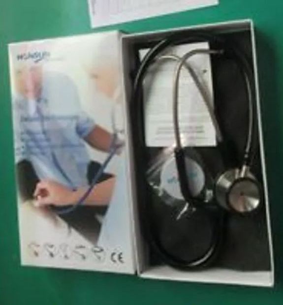 Stethoscope FDA CE ISO Approved for Physician's for Adult patients  Deluxe Dual Head Aluminum Alloy Chestpiece In Retail Box High clear echonickel-plated silver finish