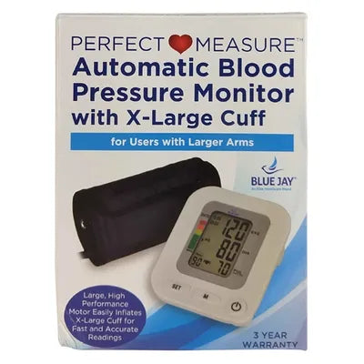 Full Automatic Blood Pressure w/Extra Large Cuff & 4 AA Batteries larger arms Cuff fits arms 12.6" - 20.5" in X-Large arm cuff bonus travel pouch Large high performance motor easily inflates x-large cuff accurate readings Digital LCD  USB power port