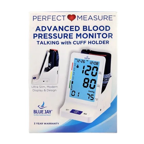 Perfect Measure Big Digit Talking Deluxe BP Monitor Fully Automatic Talking (English, Spanish) Helps Visually Impaired Large LCD Display Backlit - 2 person unit - 90 memories each Provides accurate blood pressure & pulse rate Arrhythmia detection