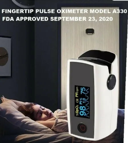 Fingertip Pulse Oximeter Dual Color OLED Anti-Movement w Carry Bag FDA Approved