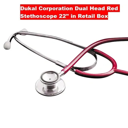 Dukal Corporation Dual Head Red Stethoscope 22" New in Retail Box