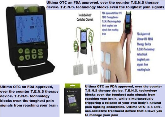 Ultima OTC TENS Device Black FDA Approved Electric Muscle Stimulator Pain Relief Free shipping
