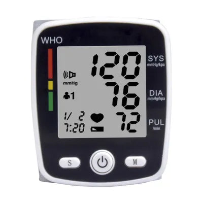 FDA Approved Wrist Blood Pressure Monitor Live Voice Talking Intelligence Broadcasts Speaks your measurement of BP reading results Guides the process USB Recharge Sphygmomanometer LCD Display Classification: Class II Memory 2 * 90 Arrhythmia detection