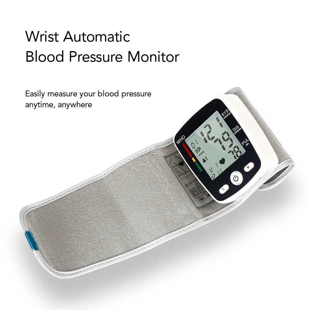 FDA Approved Wrist Blood Pressure Monitor Live Voice Talking Intelligence Broadcasts Speaks your measurement of BP reading results Guides the process USB Recharge Sphygmomanometer LCD Display Classification: Class II Memory 2 * 90 Arrhythmia detection